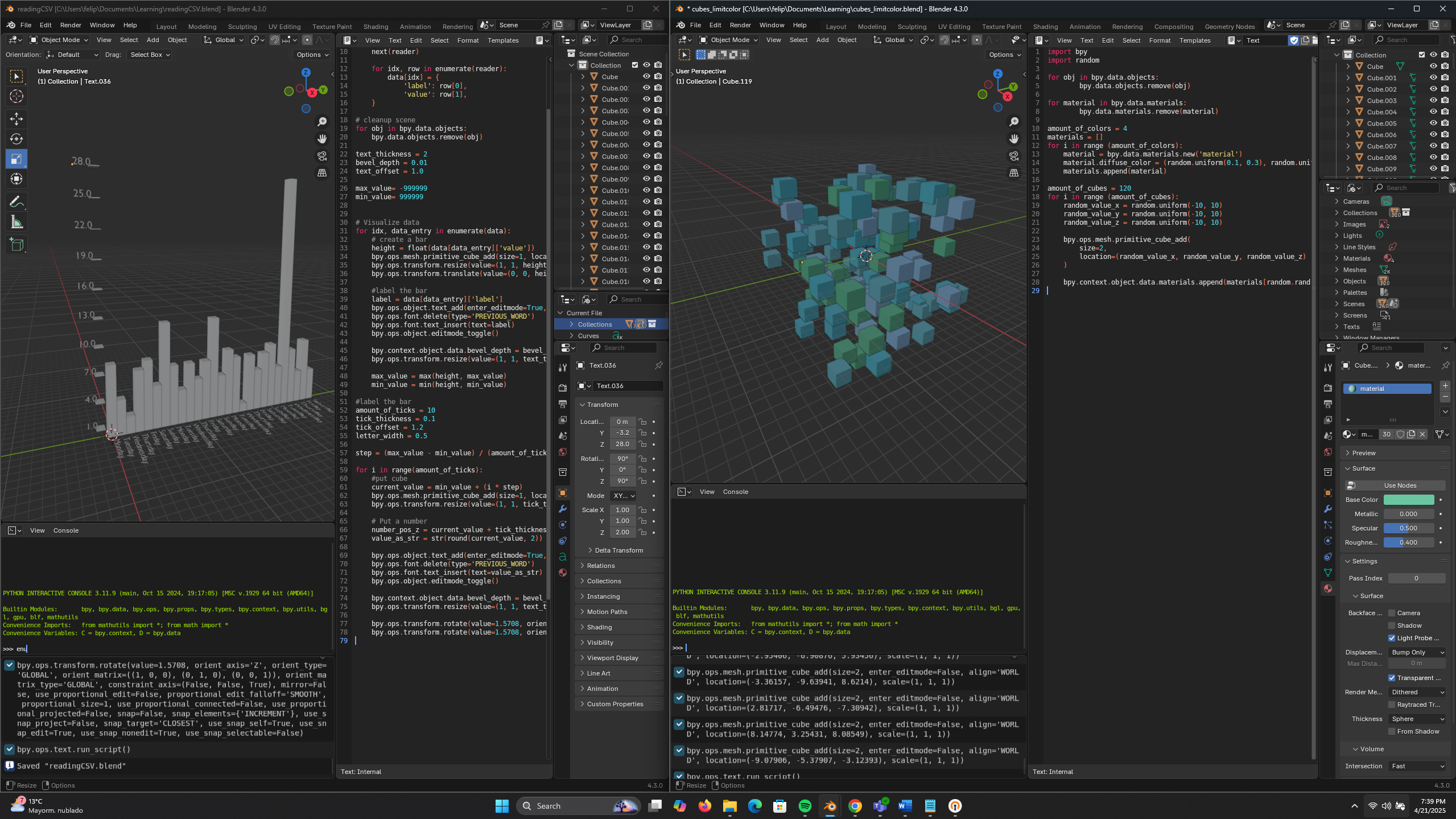 Graph and random cubes - student project