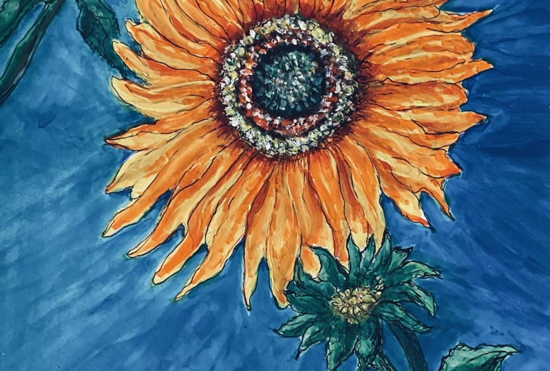 Paint Acrylic Sunflowers…. My Sunflower Design on Paper