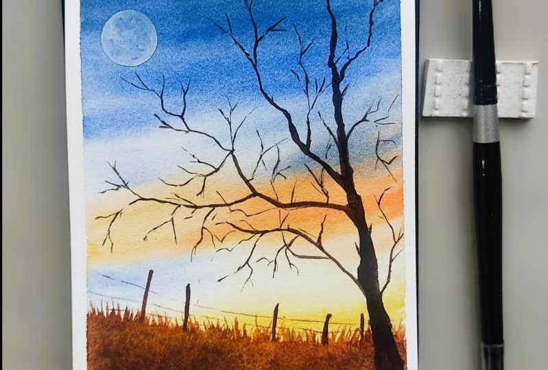 Watercolor Moonscape