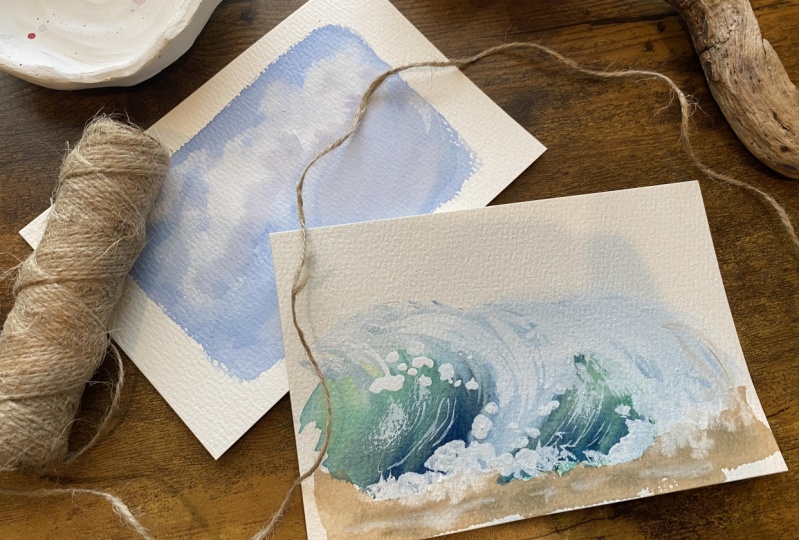 Practice Study: Clouds & Crashing Wave