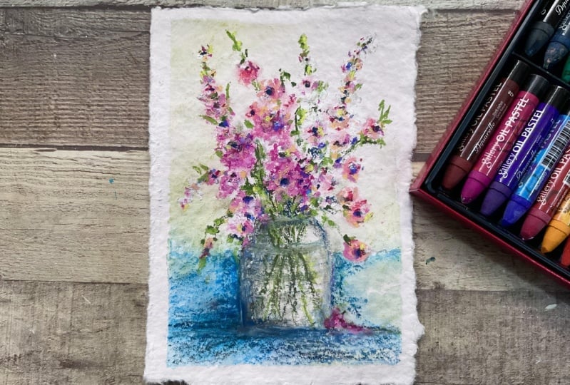Oil pastel flowers