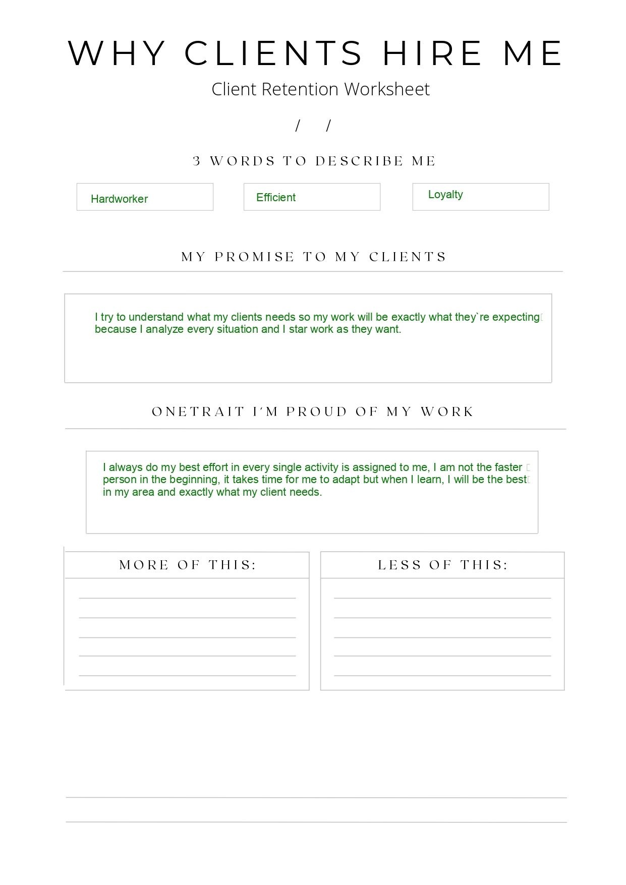 Why my clients hire me? - student project