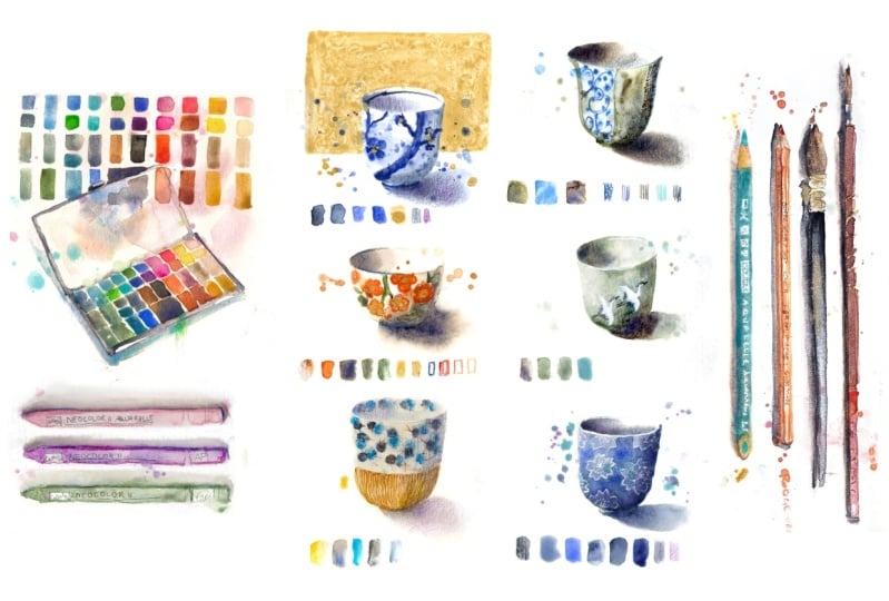 Mixed Media Tea Cup Party !