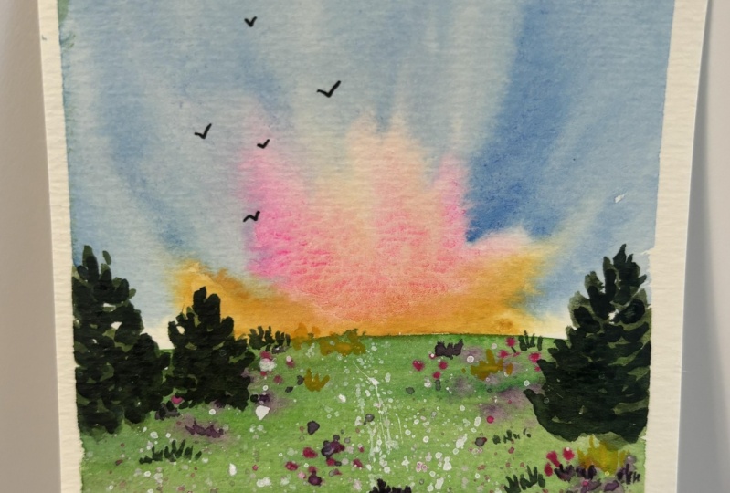 Loose meadow watercolor