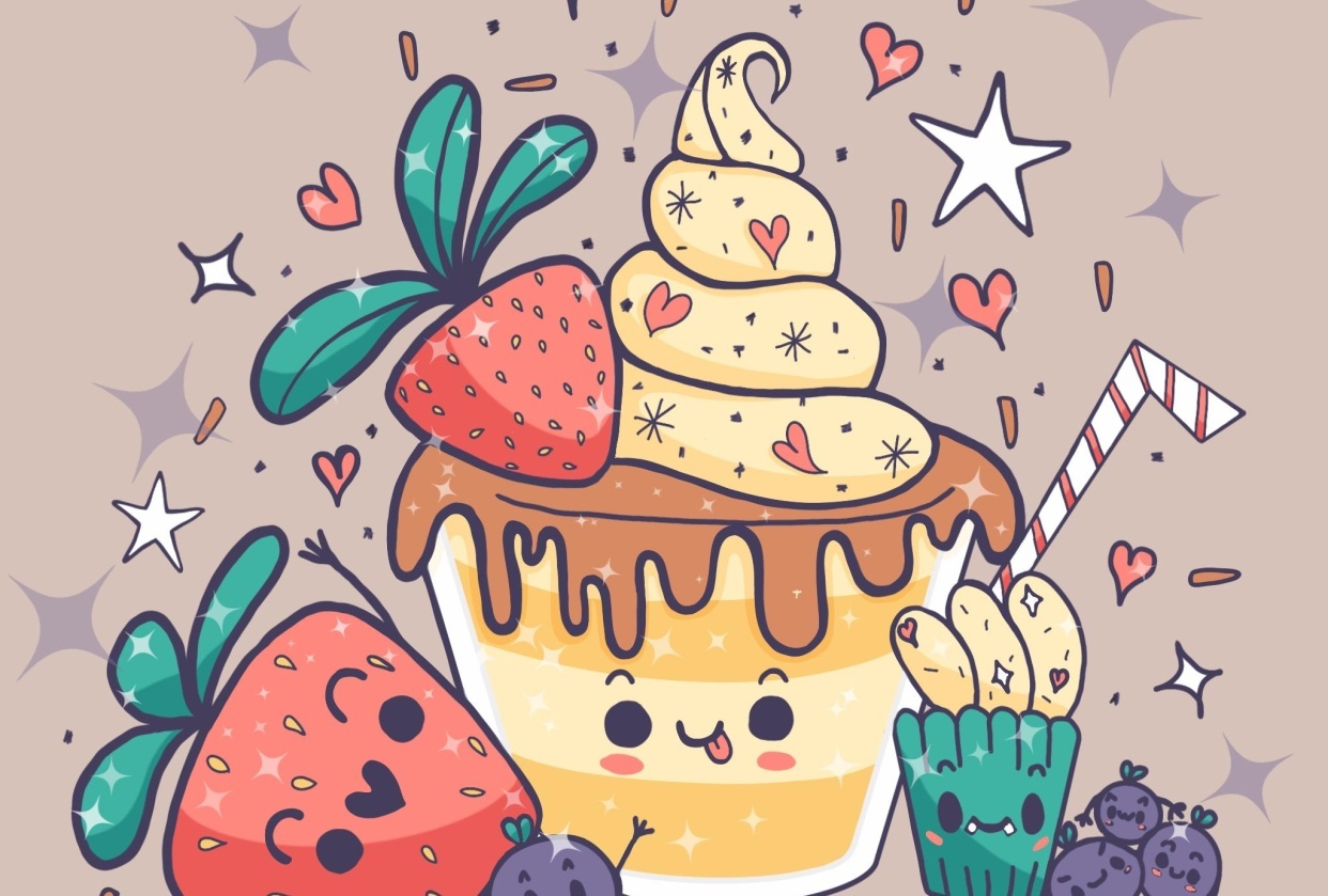Satisface tu gusto por lo dulce: aprende a dibujar un lindo postre kawaii |  Procreate | Uni Corn | Skillshare, image size:1242x839