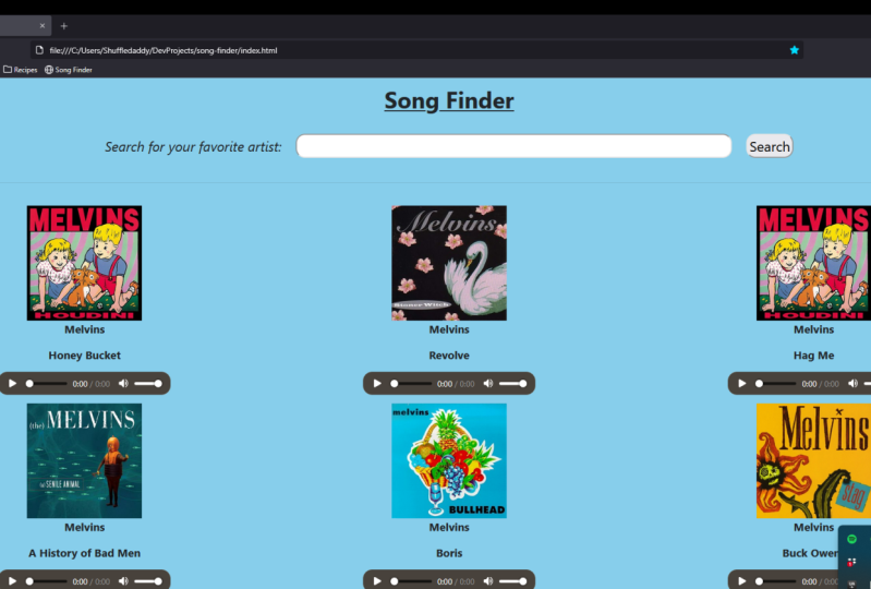 Song Finder - Melvins Edition