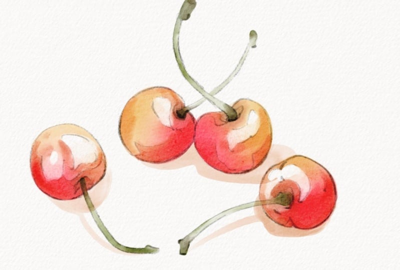 Cherries: YuHong Essential tools to digital watercolor