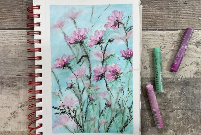 Oil pastel flowers