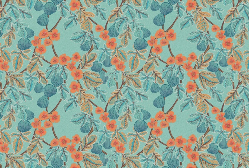 Fig & Flower (Aqua) - Chinoiserie Collection