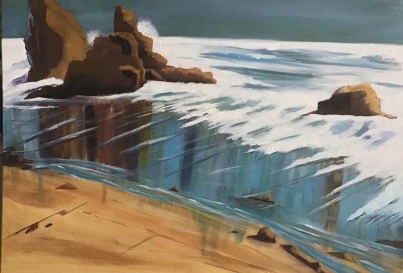 Beginner friendly seascape acrylic painting