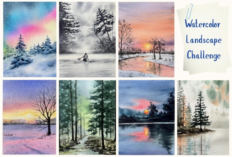 7-Day Watercolor Landscape Challenge: Master Seasons and Techniques