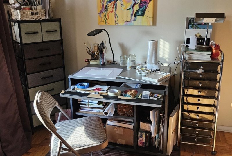 Messy small art corner