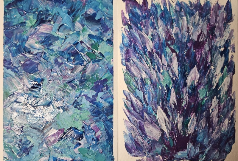 Gouache and "gel acrylic medium"
