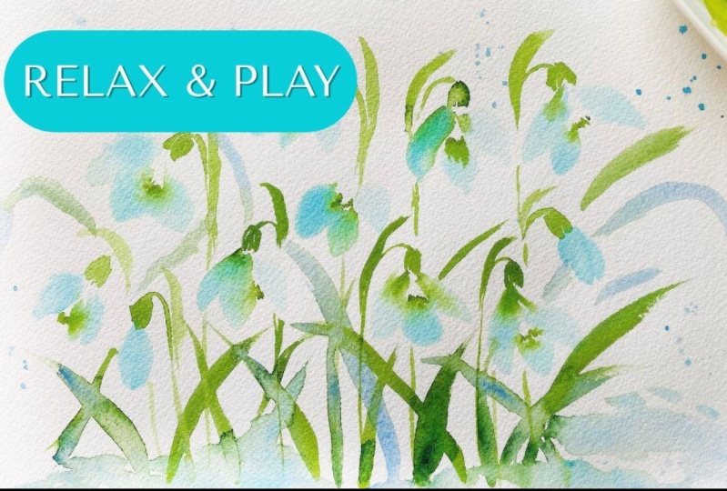 Relaxing with Brushstrokes: paint watercolour Snowdrops in Loose style!