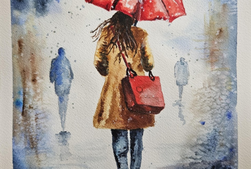 Girl with red umbrella