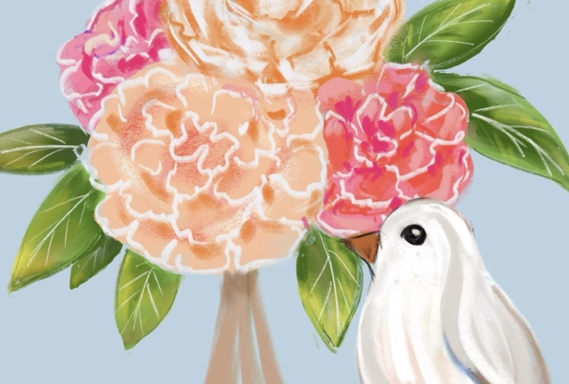 One brush flowers