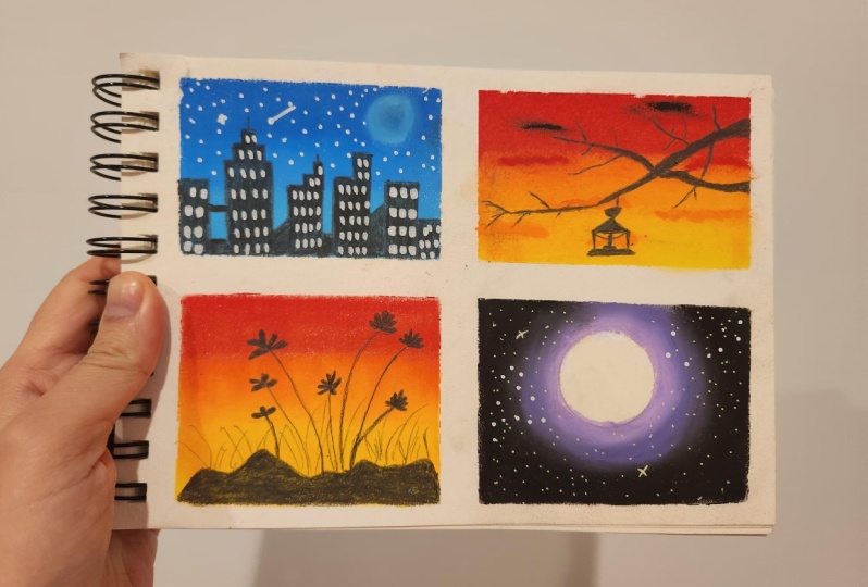 Learning how to use oil pastel
