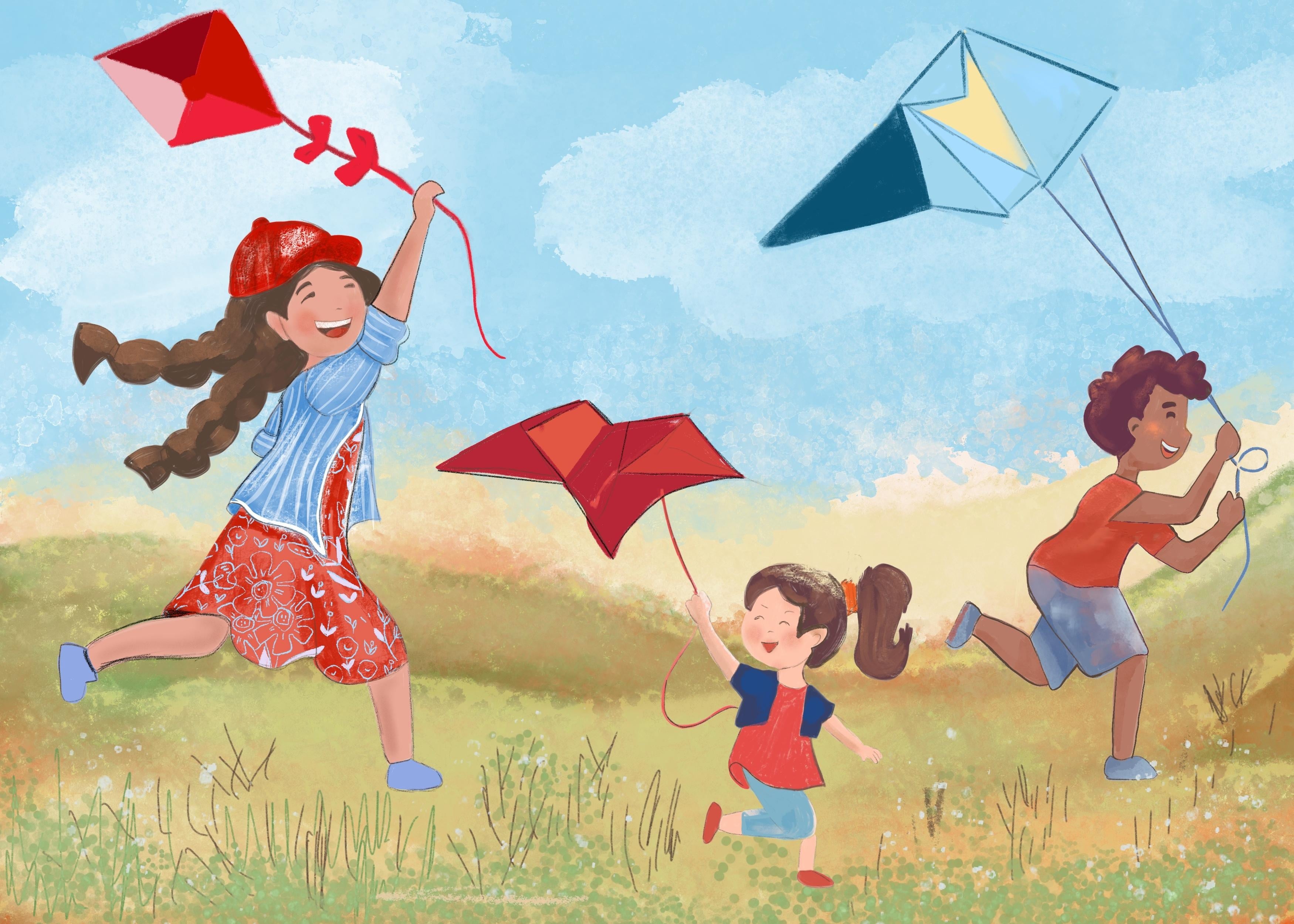 Children's book ilustration:drawing kids of different ages in procreate - student project