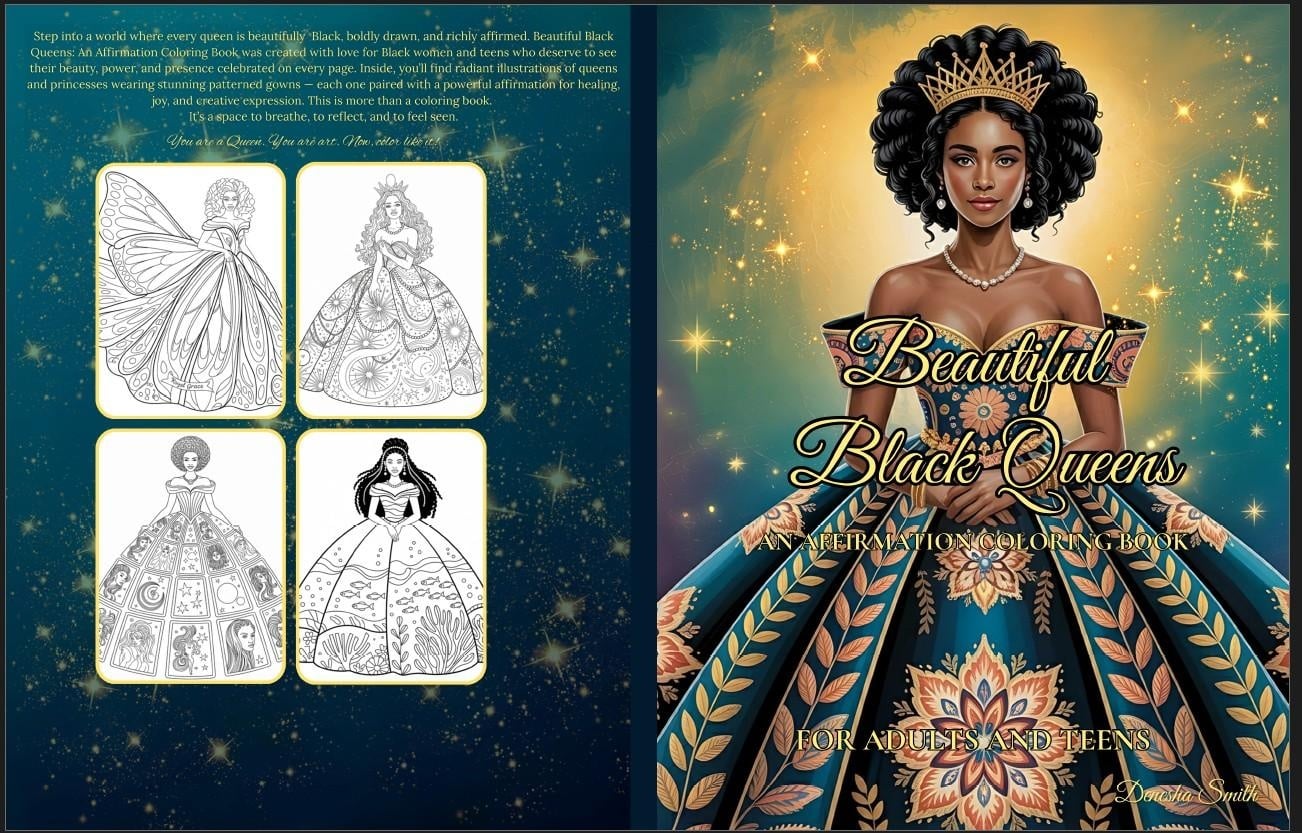 Beautiful Black Queens Coloring Book by Denesha Smith - student project