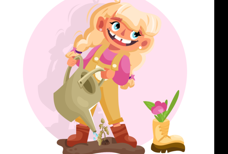 Cartoon character. Cute girl names Lola.