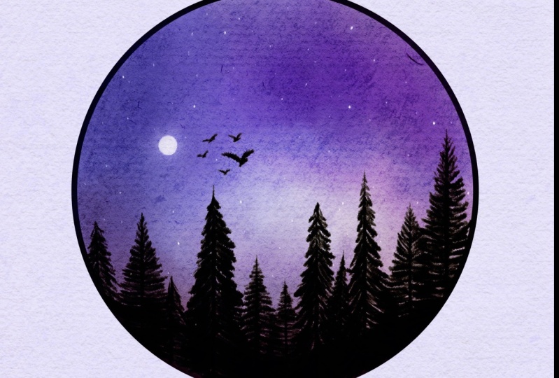 Mystical Night Watercolor