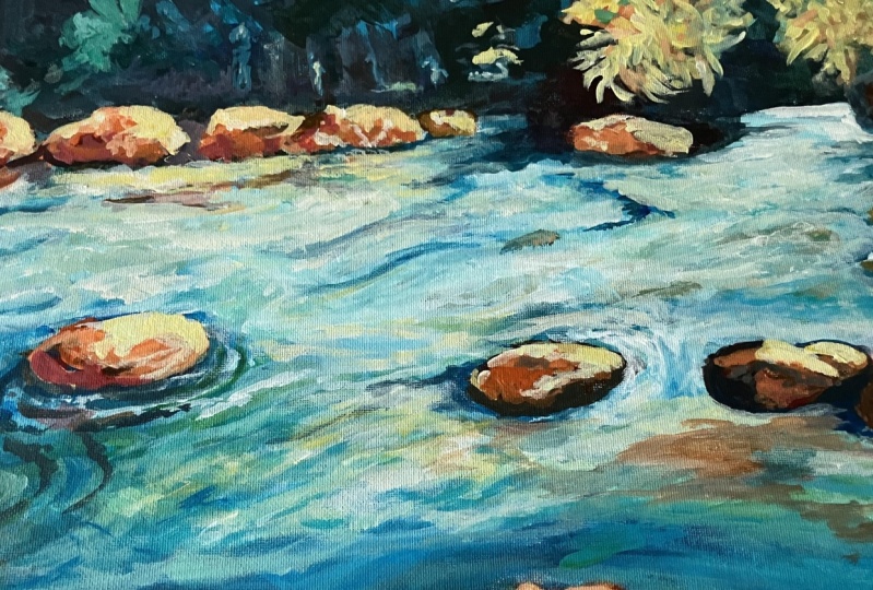 Acrylics painting Rocks and Water