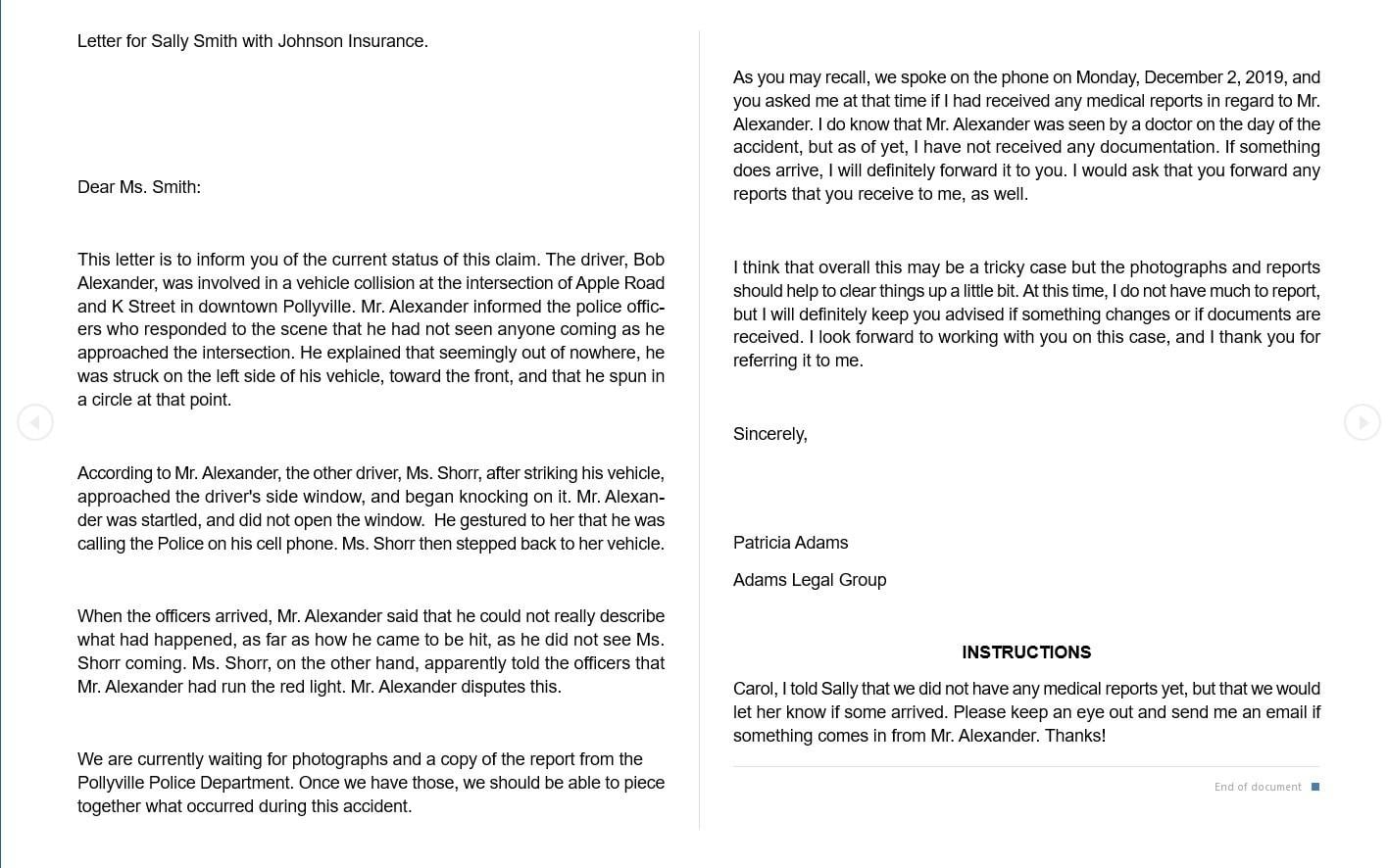 Letter for Sally Smith - student project