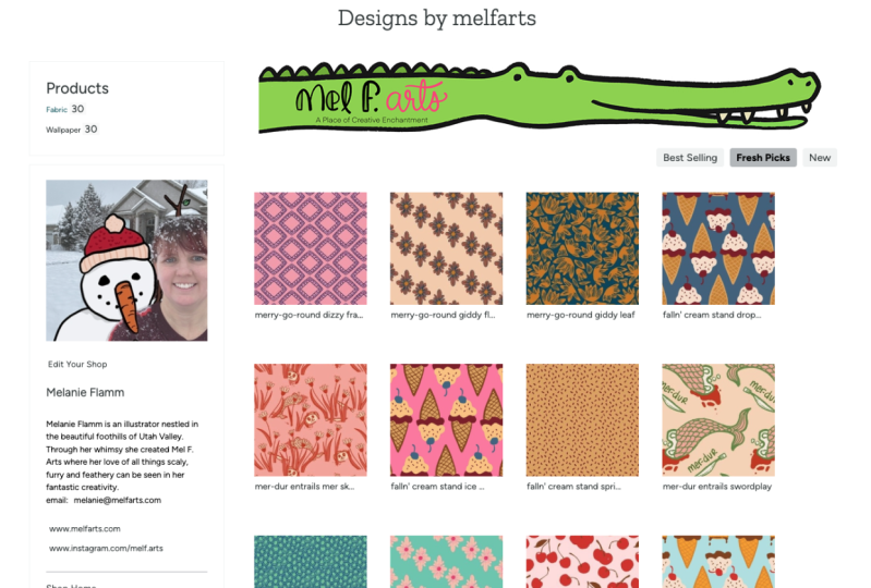 Mel F. Arts Spoonflower Shop is Open!