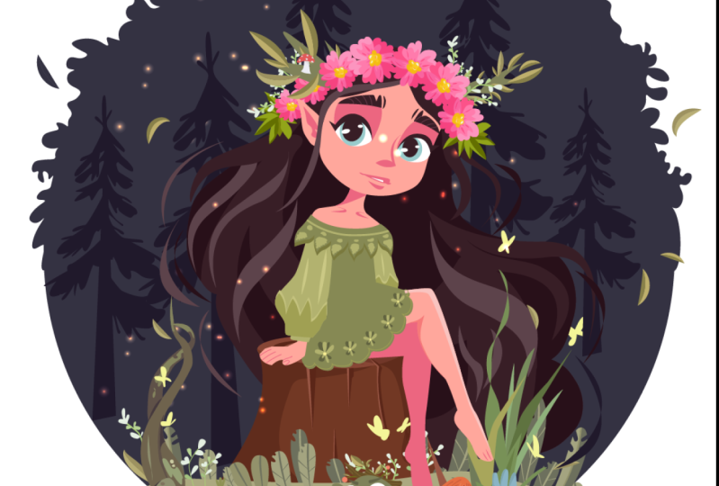Cartoon nature girl.