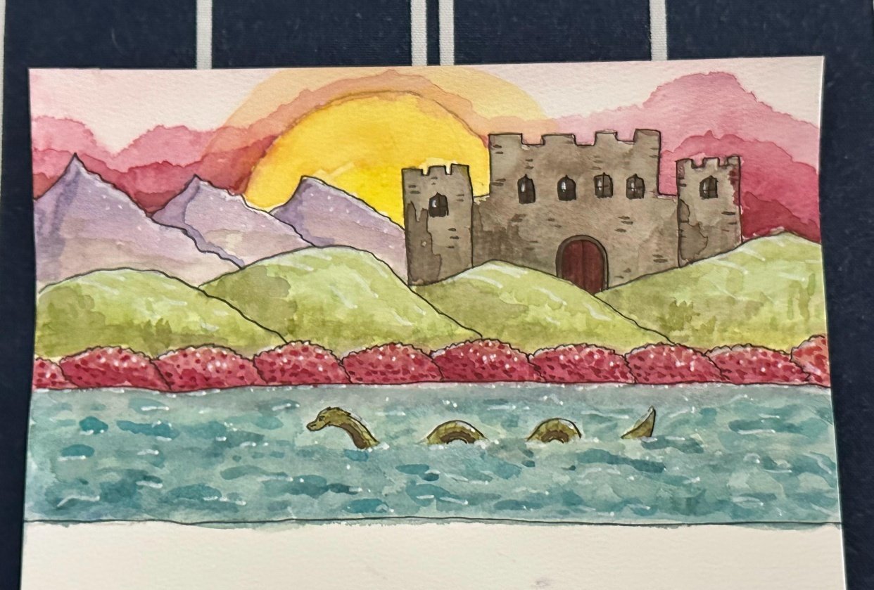 Watercolor Sketch of Castle - student project