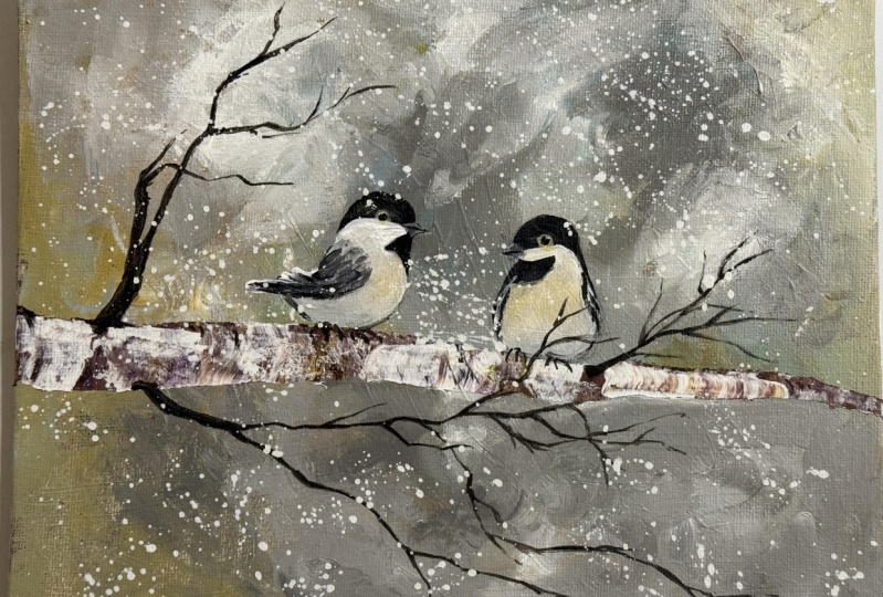 Painting winter birds