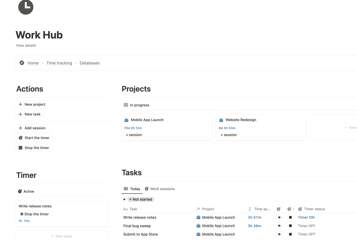 Time Tracking Hub - student project