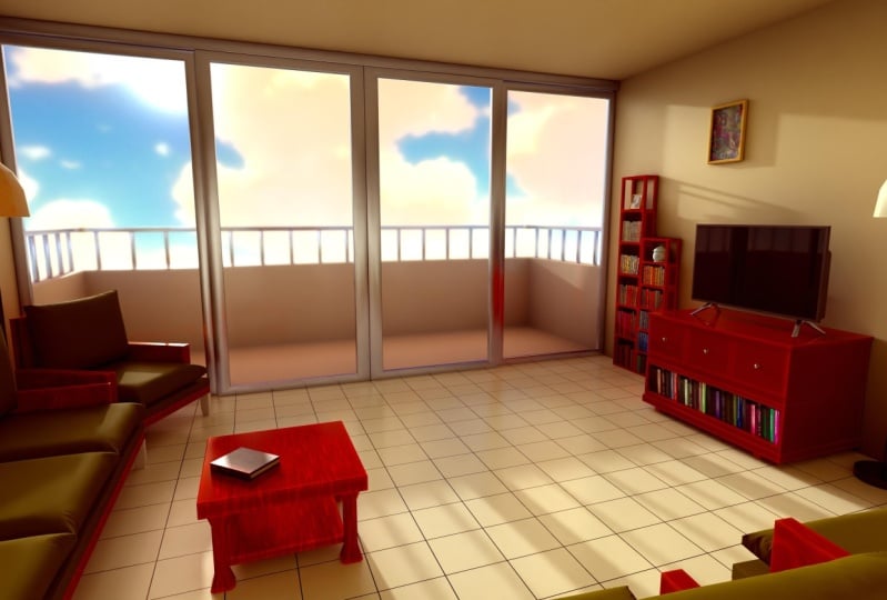 3D Room Design with anime HDR