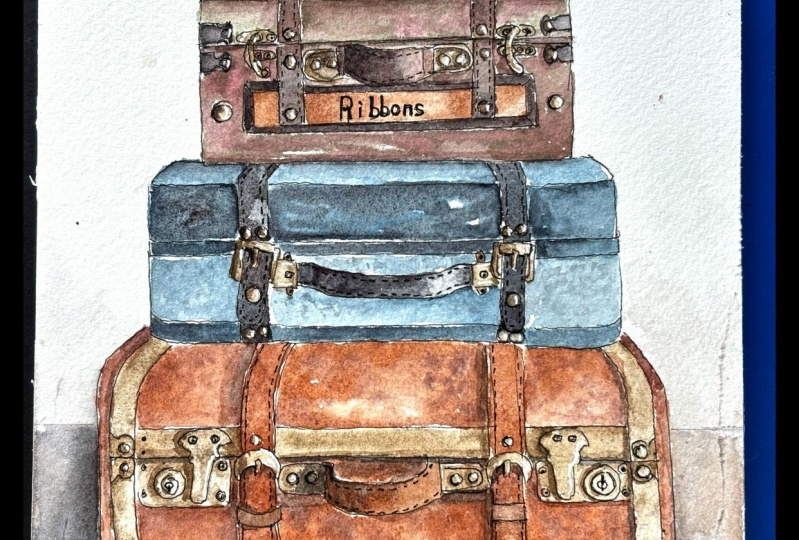 Watercolor Vintage Luggage
