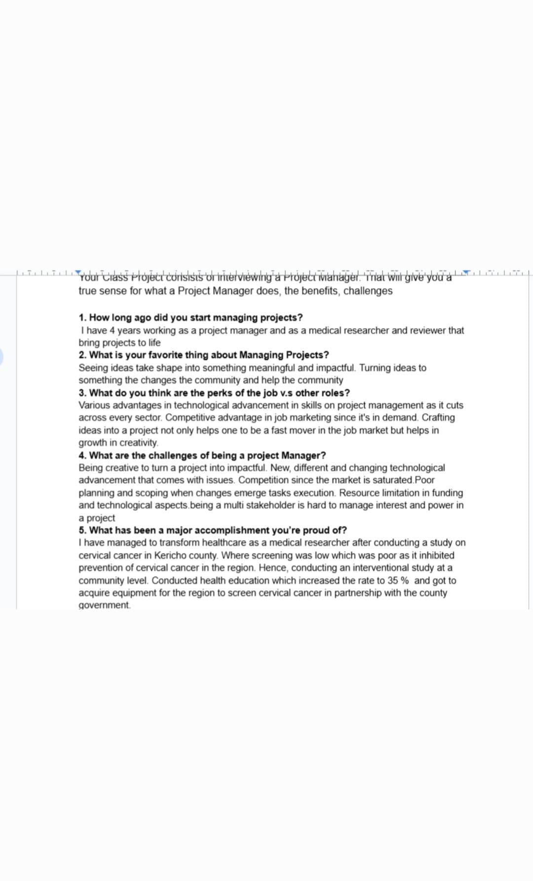 Interview with a PM-Mbodza Mlanda - student project