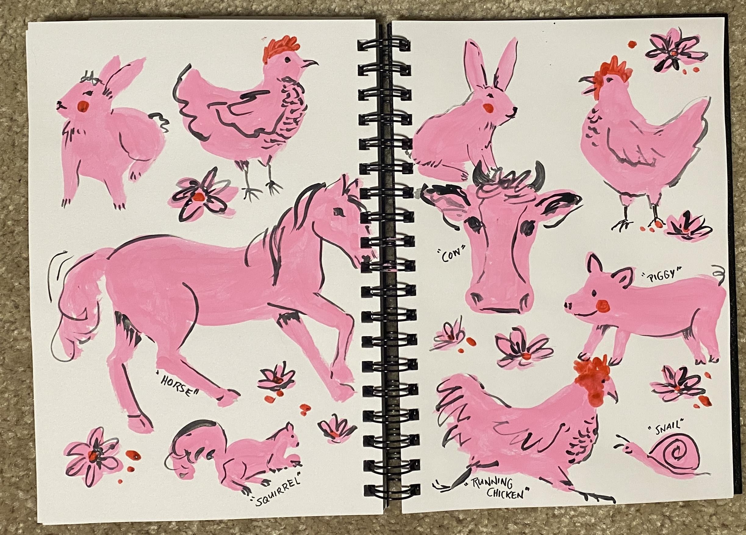 Farm Animals in Gouache - student project