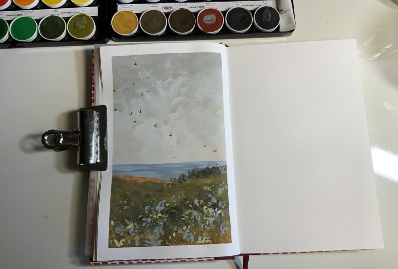 Vintage style gouache landscapes