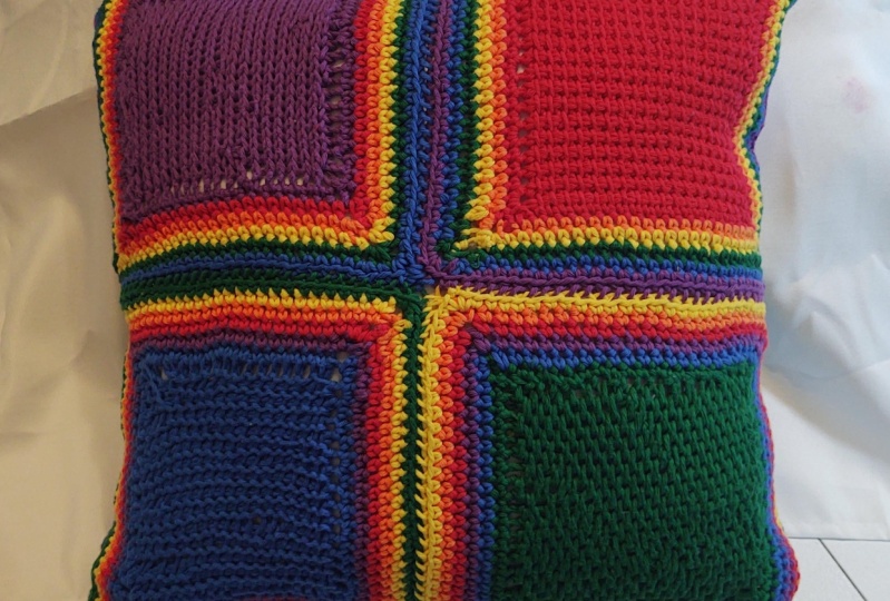 Colorful Tunisian Crochet Pillow