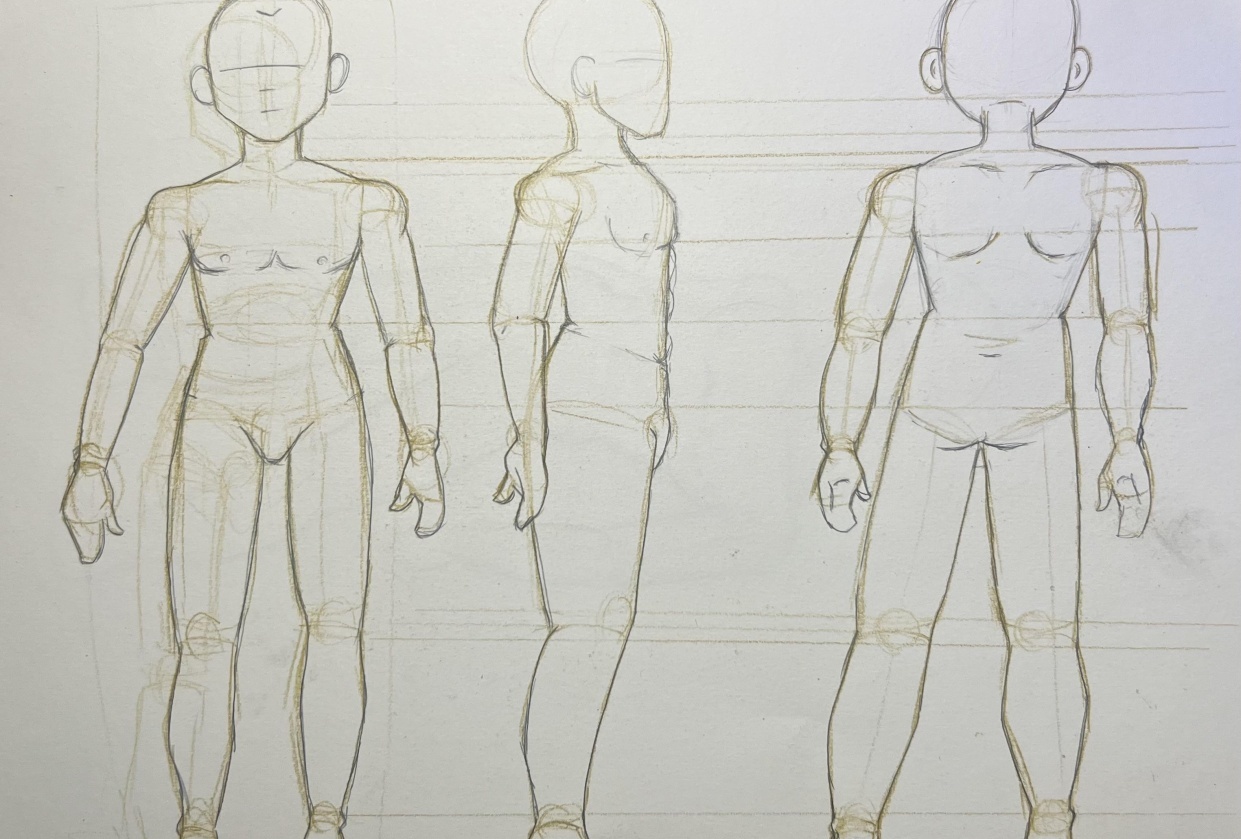 Male body drawings - student project