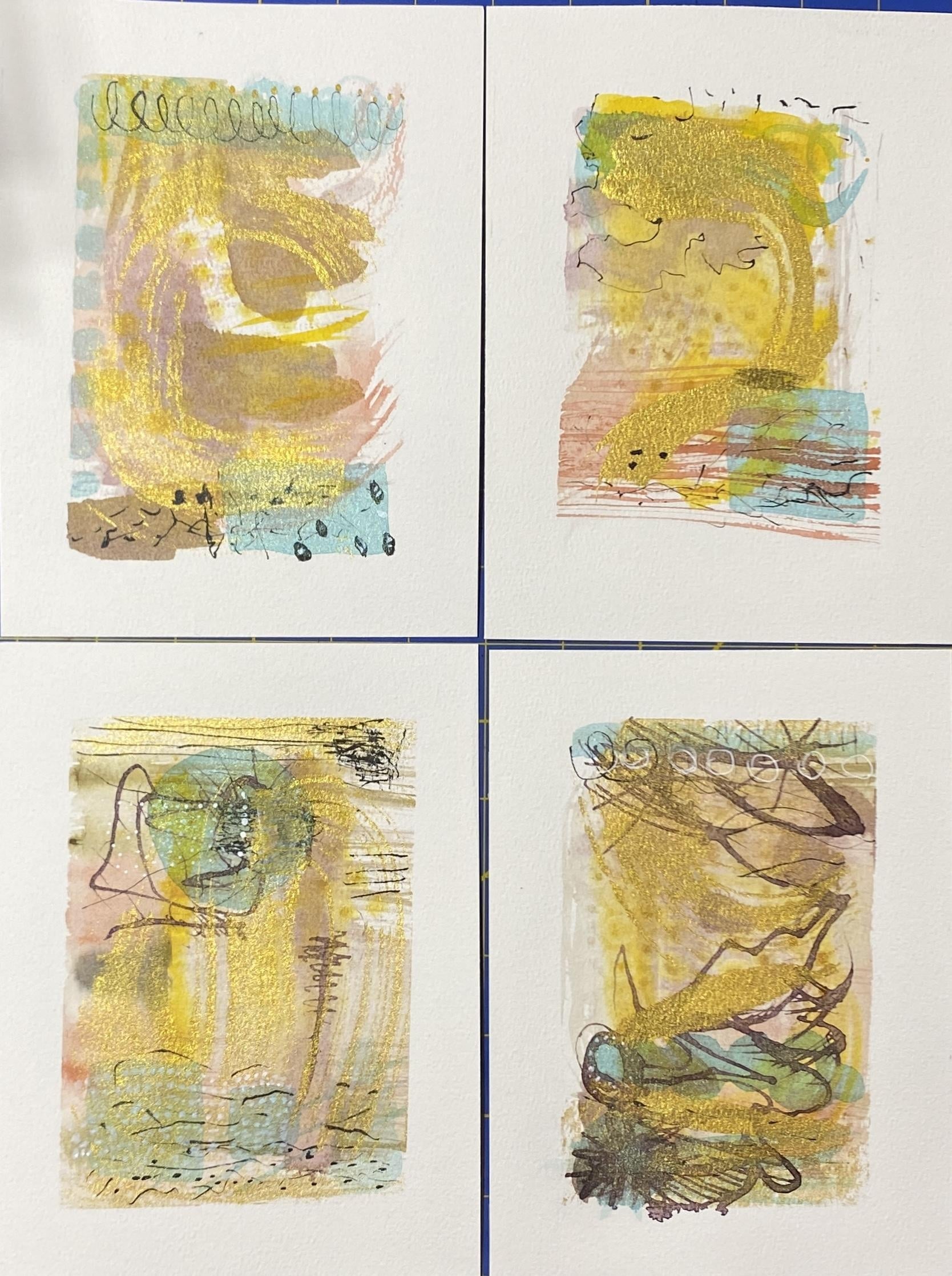 Intuitive Painting, Abstracts w/ ink - student project