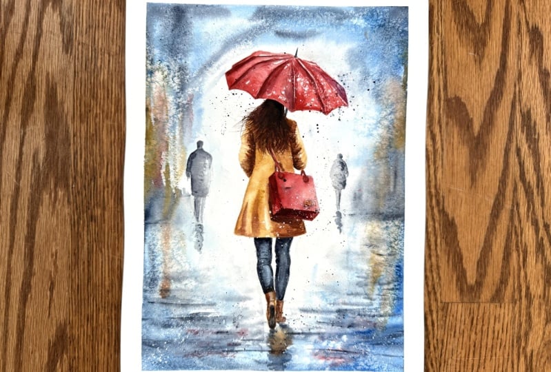 Girl and her red umbrella