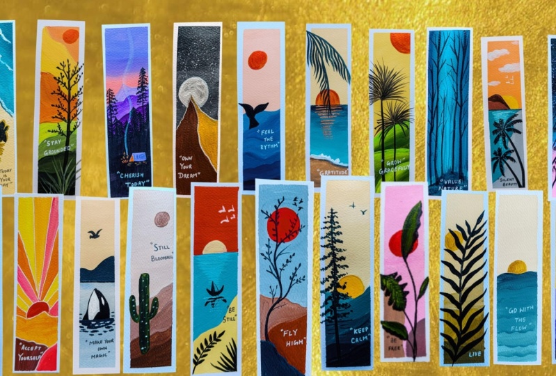30 Days Bookmarks : Landscape Painting in Boho Style