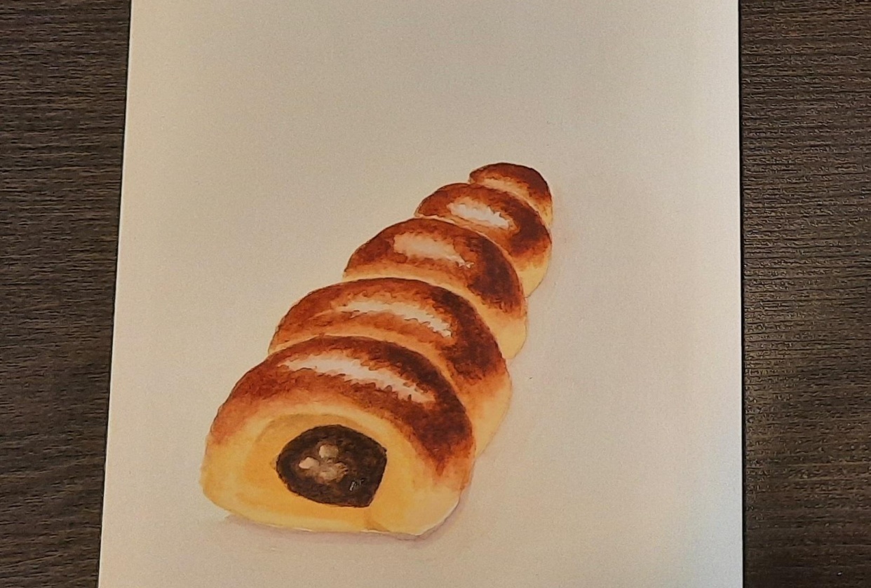 Pastry on (maybe) hot pressed paper - student project