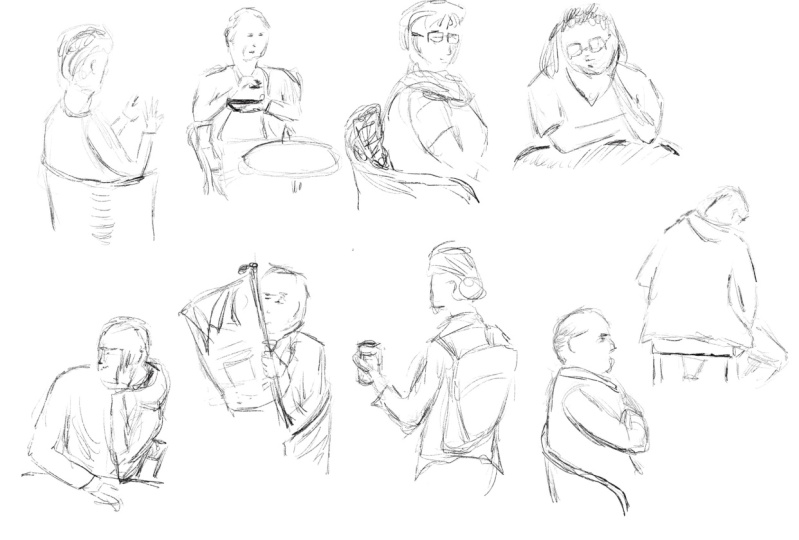 Project 1&2: Quick Sketches and Full Figures (Café Portraits)