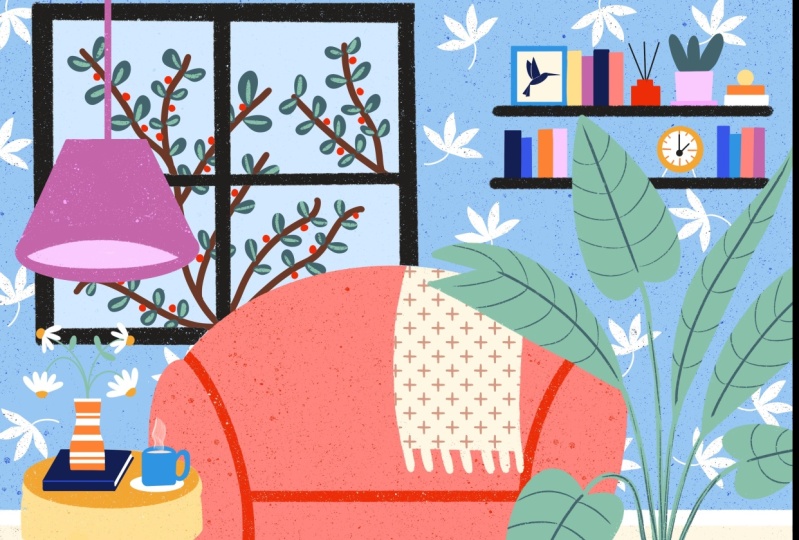 Cozy Cat in Living Room