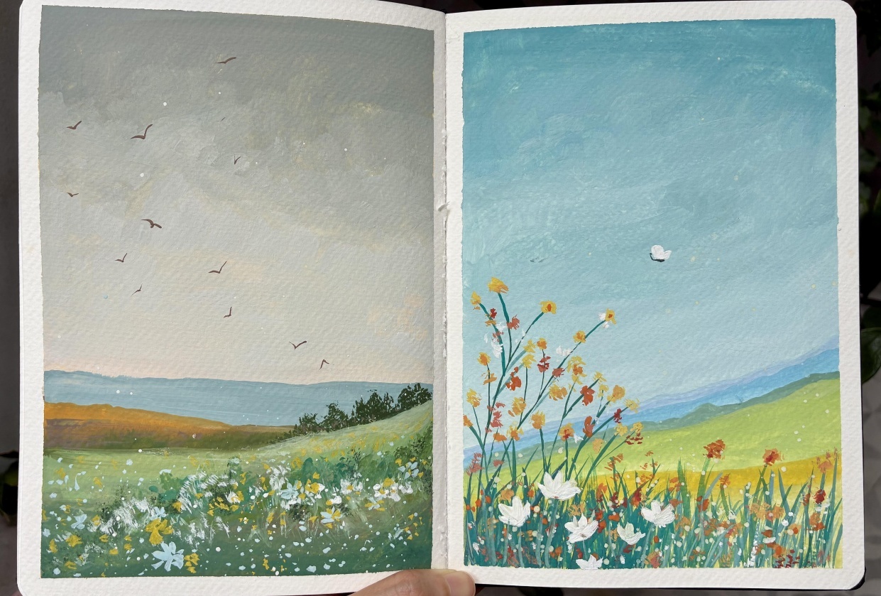 Gouache landscape - student project