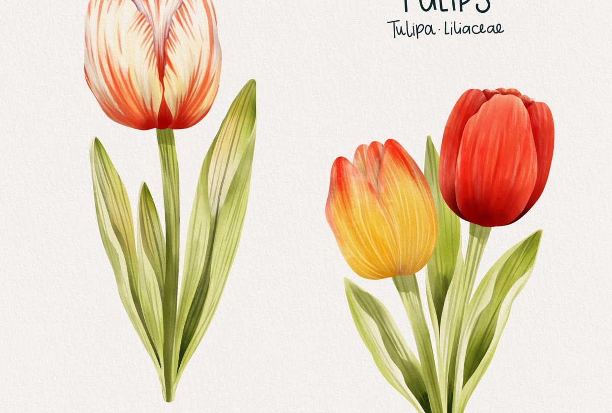 Procreate watercolor tulips - student project