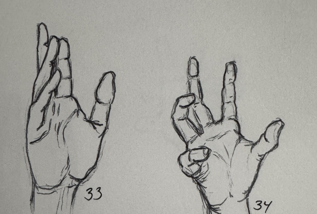 Hands with ballpoint - student project