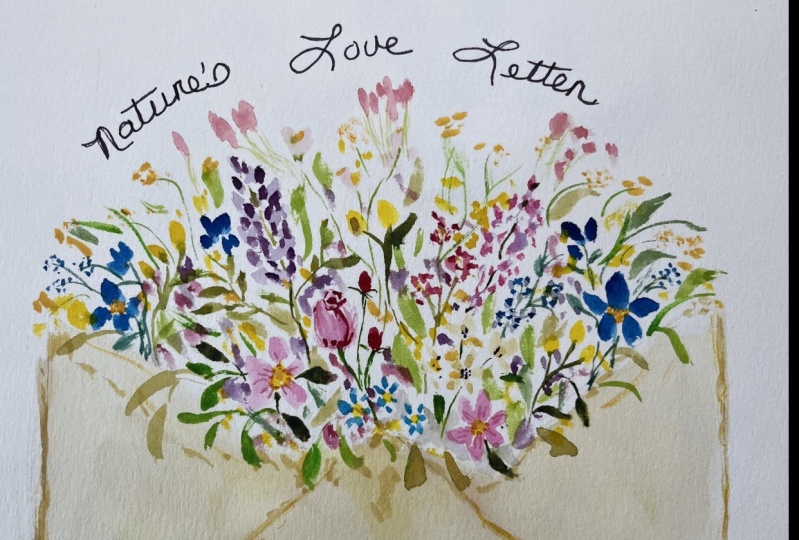 Vintage envelope with flowers