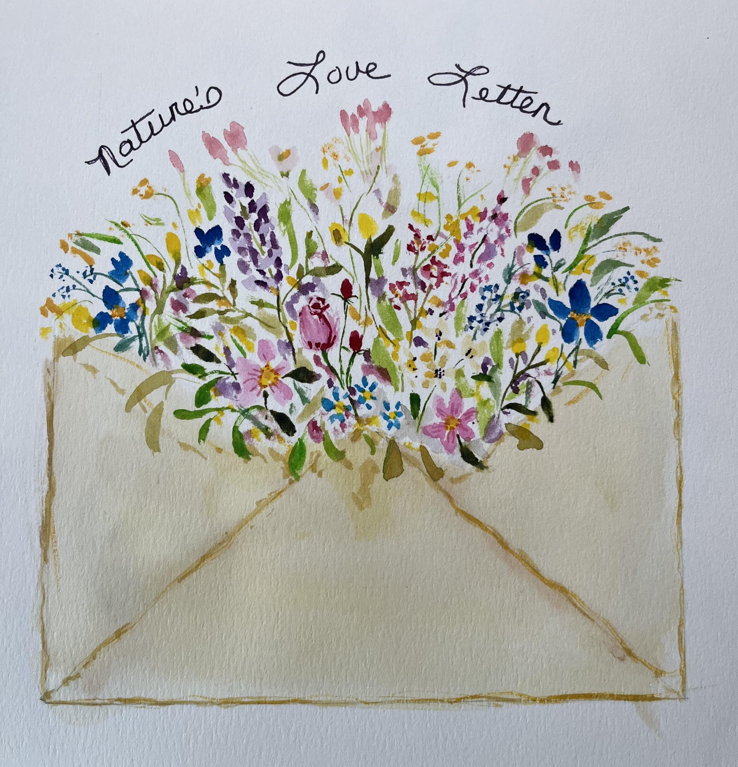 Vintage envelope with flowers - student project